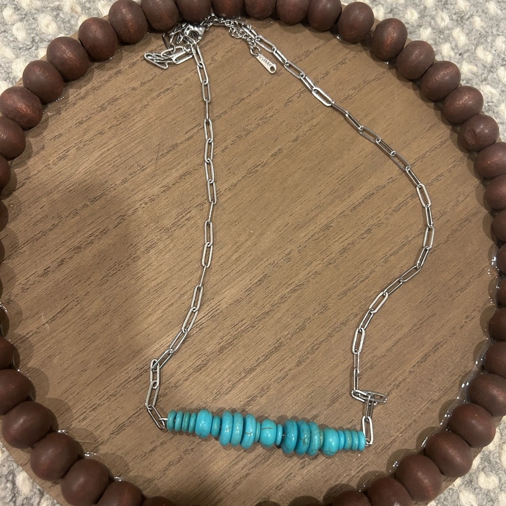 Silver and Turquoise bar Necklace